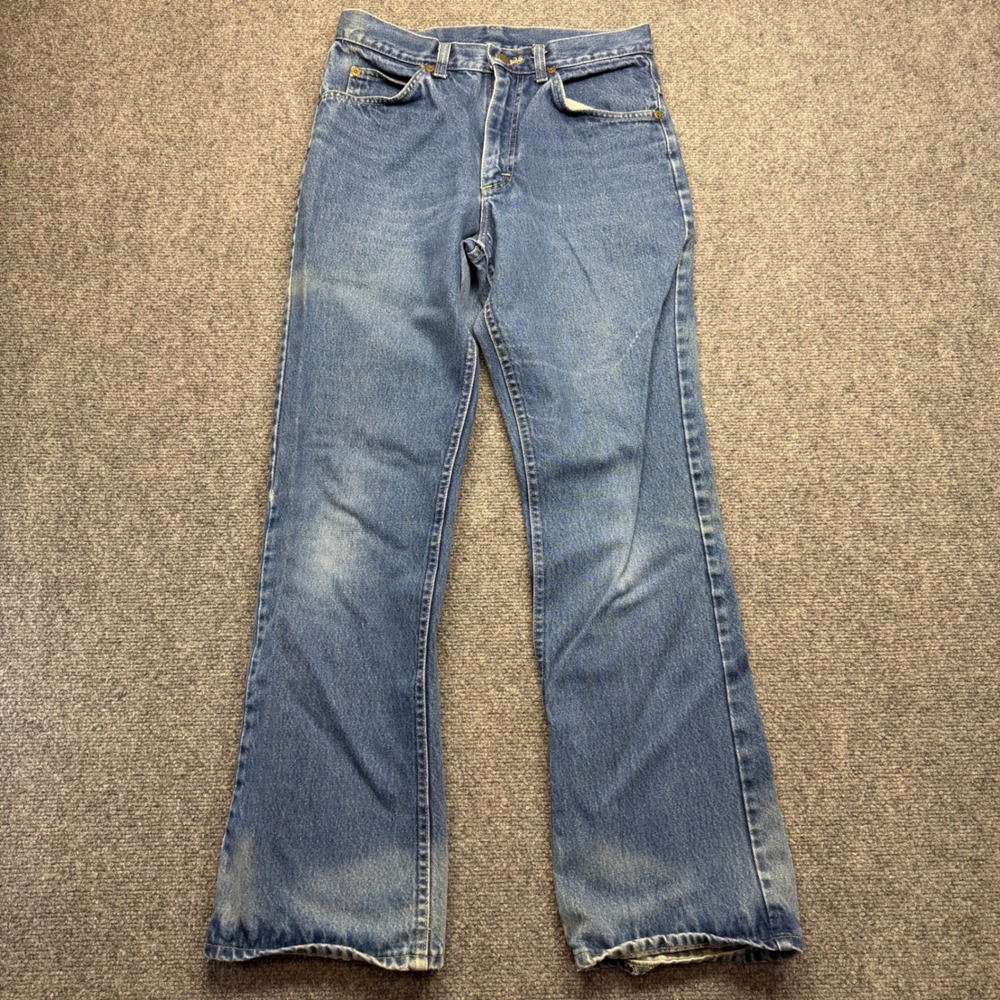 Vintage Lee Jeans Mens 30x30 Medium Wash Straight Leg Denim Talon 42 Zip USA